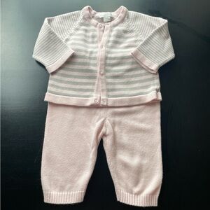 Kissy Kissy Girls Infant Outfit Pink Grey Stripe. 3-6 months.
